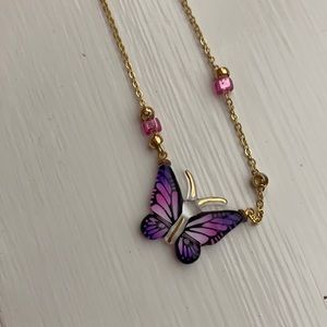 Call chain purple expensive butterfly necklace in great condition